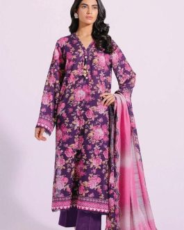 3 Pcs Women's Unstitched Khaddar Printed Suit