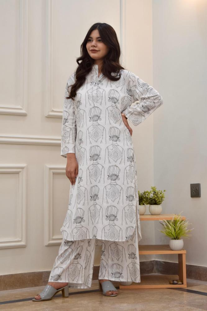 2 Pcs Women's Stitched Linen Printed Shirt and Trouser - Image 5