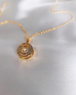 Gold Plated Circle Pendant Locket, Metal, Golden