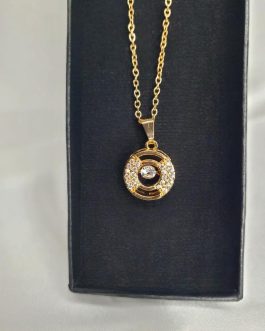 Gold Plated Circle Pendant Locket, Metal, Golden