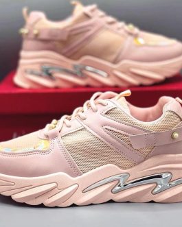 Women’s Rexine Rhinestones Joggers High Heels -JF002, Pink