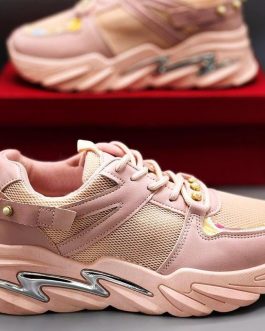 Women’s Rexine Rhinestones Joggers High Heels -JF002, Pink