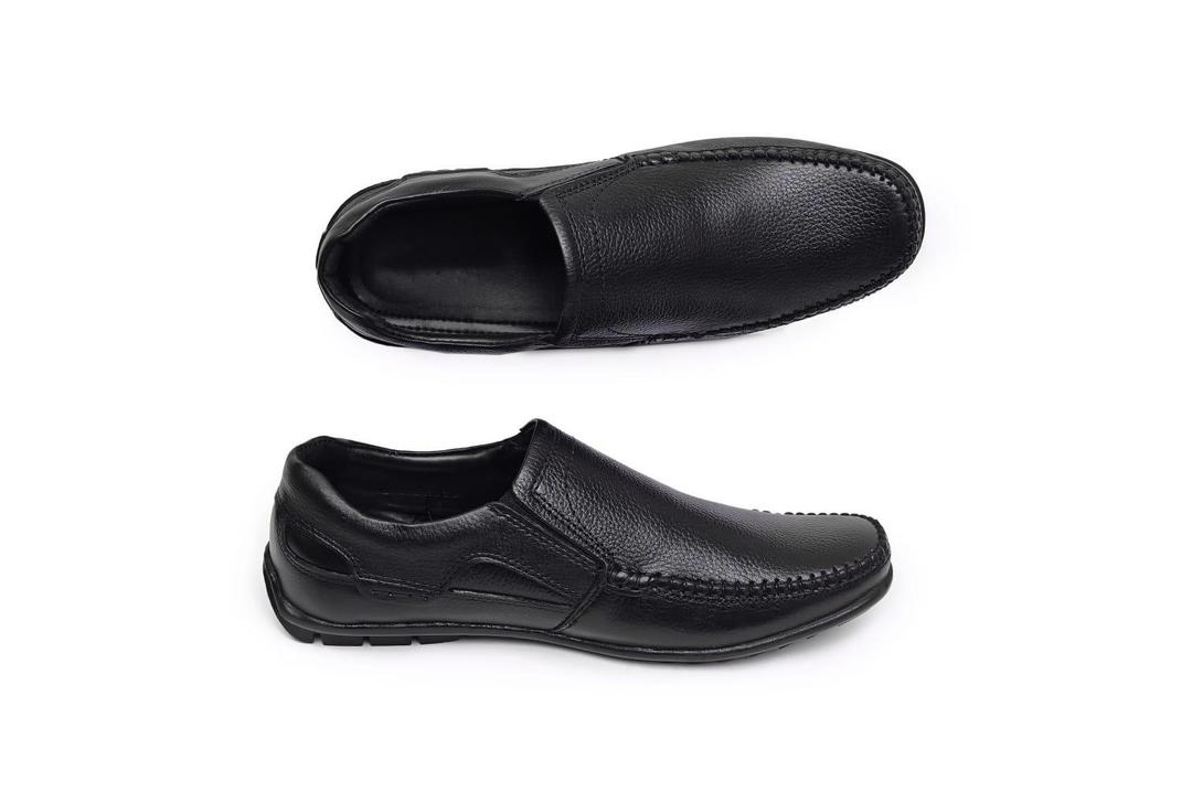 Men's Cow Leather Black Casual Shoes - Image 4