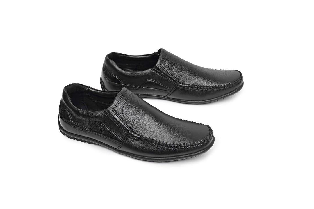 Men's Cow Leather Black Casual Shoes - Image 2