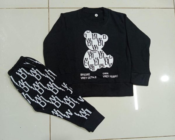 2 Pcs Boy's Fleece Printed Sweatshirt Tracksuit - Image 2