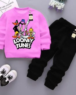 2 Pcs Girls's Fleece Printed Sweatshirt Tracksuit