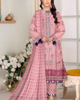 Women's Stunning Dhanak Embroidered Suit - 3 Pcs Set