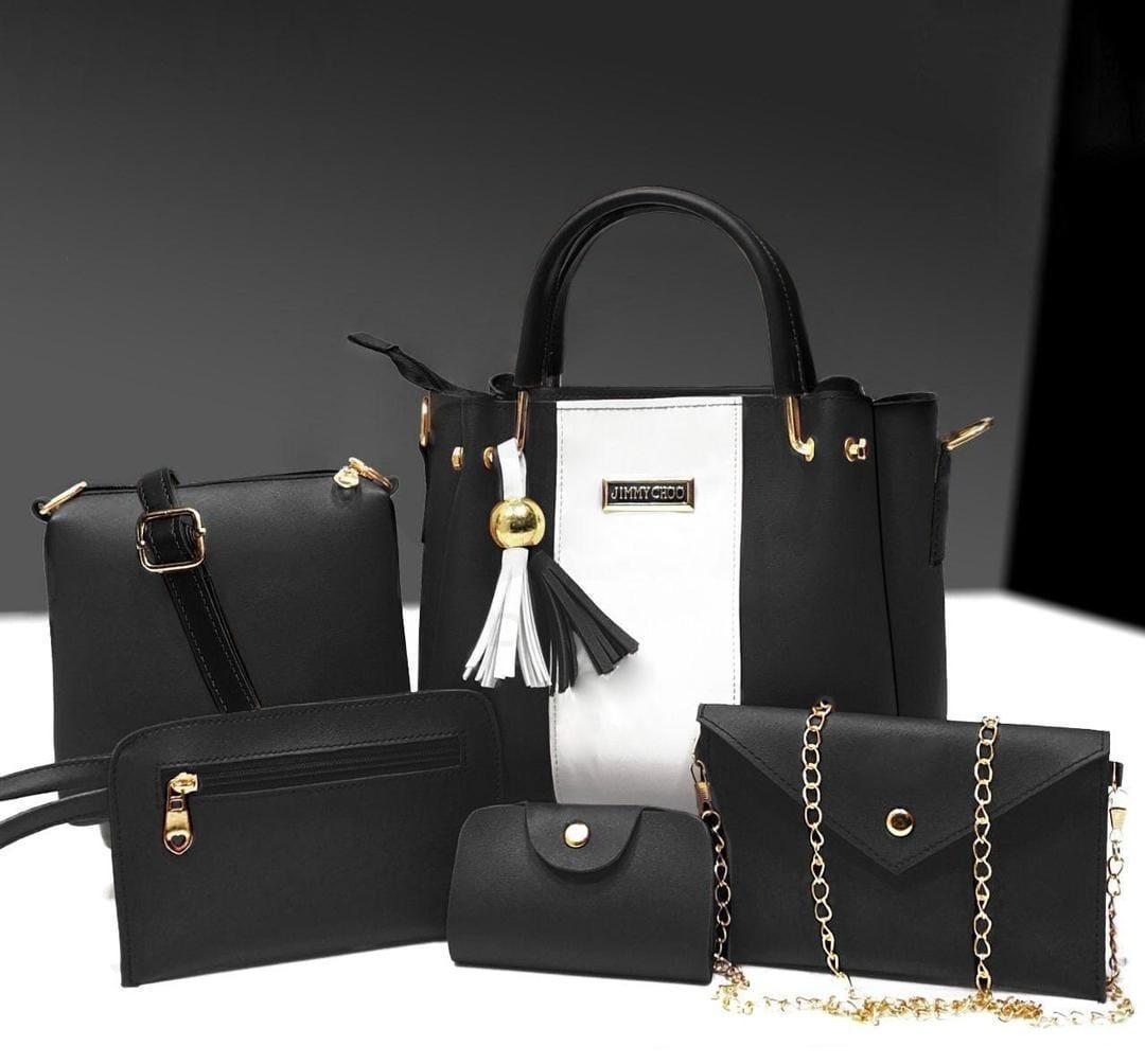 Stylish Women's PU Leather Hand Bag Set - 5 Pcs - Image 2