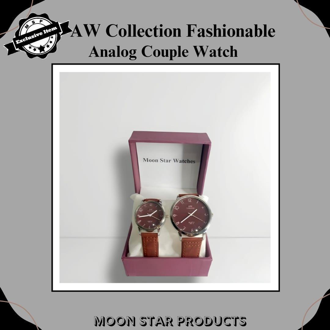 Stylish  brown Leather Quartz watches For Couples -2Pcs Set - Image 4