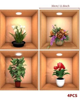 4 Pcs Wall Decor 3D Sticker Removable