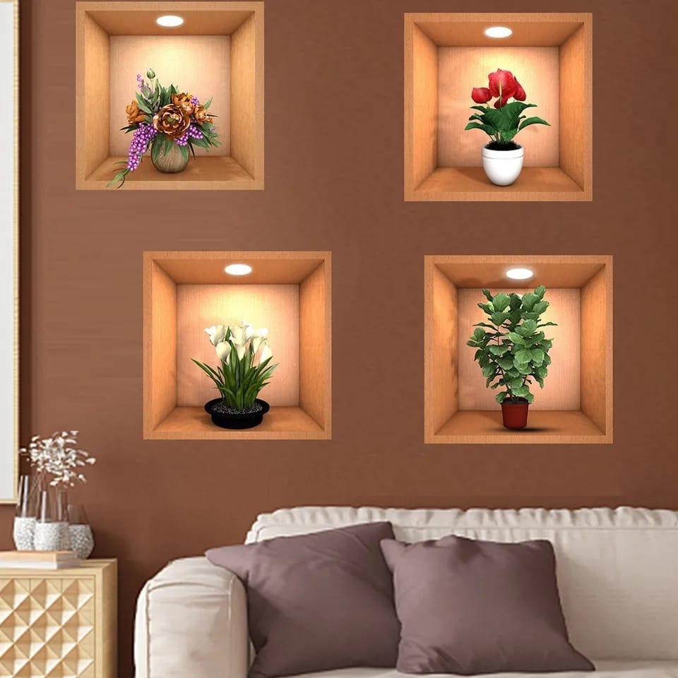 4 Pcs Wall Decor 3D Sticker Removable - Image 2