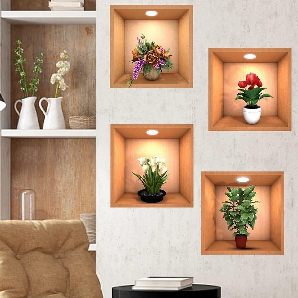 4 Pcs Wall Decor 3D Sticker Removable - Image 3