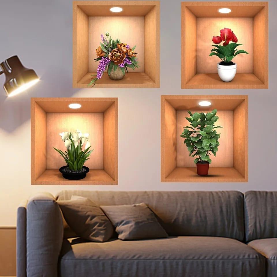 4 Pcs Wall Decor 3D Sticker Removable - Image 4