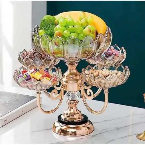 Elegant Golden Decorative Tray- Unique Design (1 Pc)