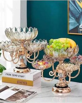 Elegant Golden Decorative Tray- Unique Design (1 Pc)