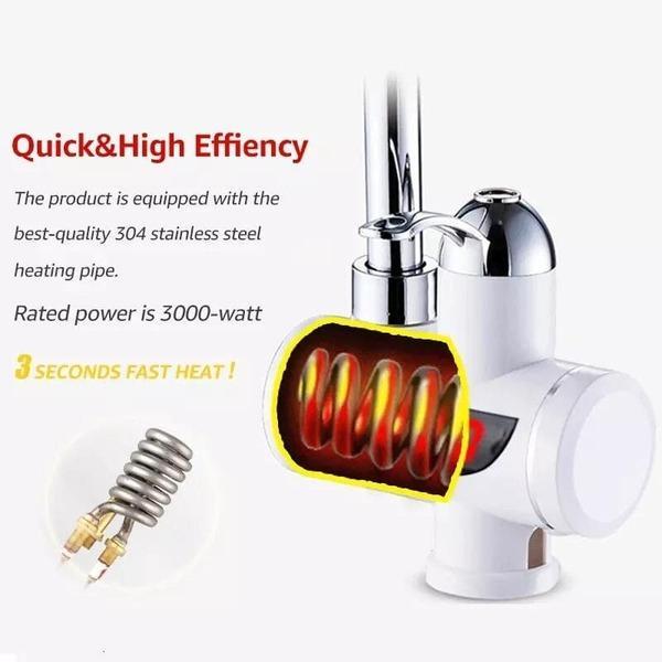 Portable & Rechargeable Electric Heating Water Faucet With Shower- Stainless Steel Hot Water Heater - Image 5